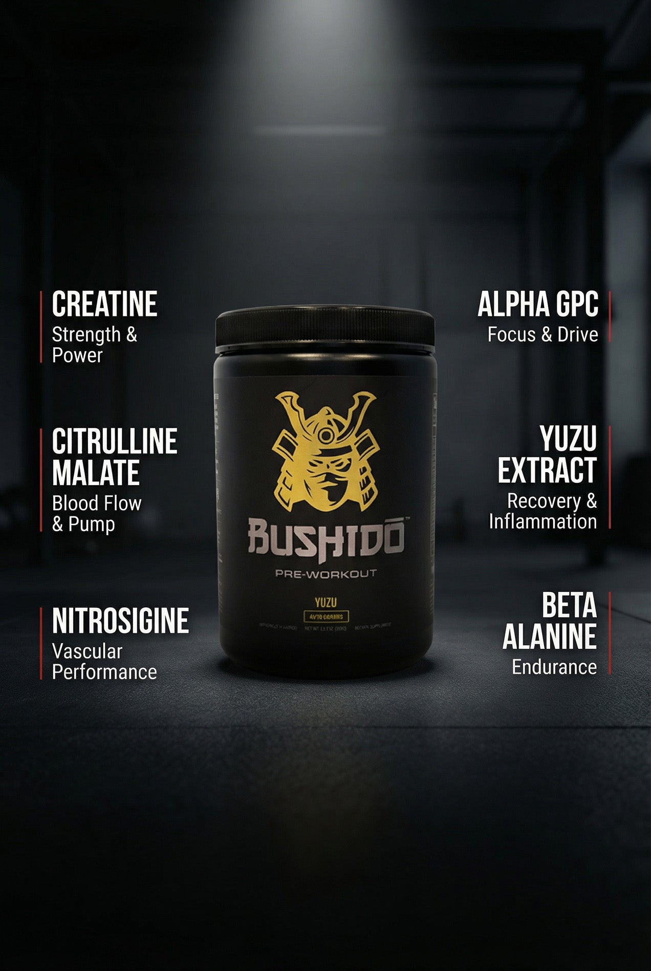 Bushidō Pre-Workout — key actives at a glance
