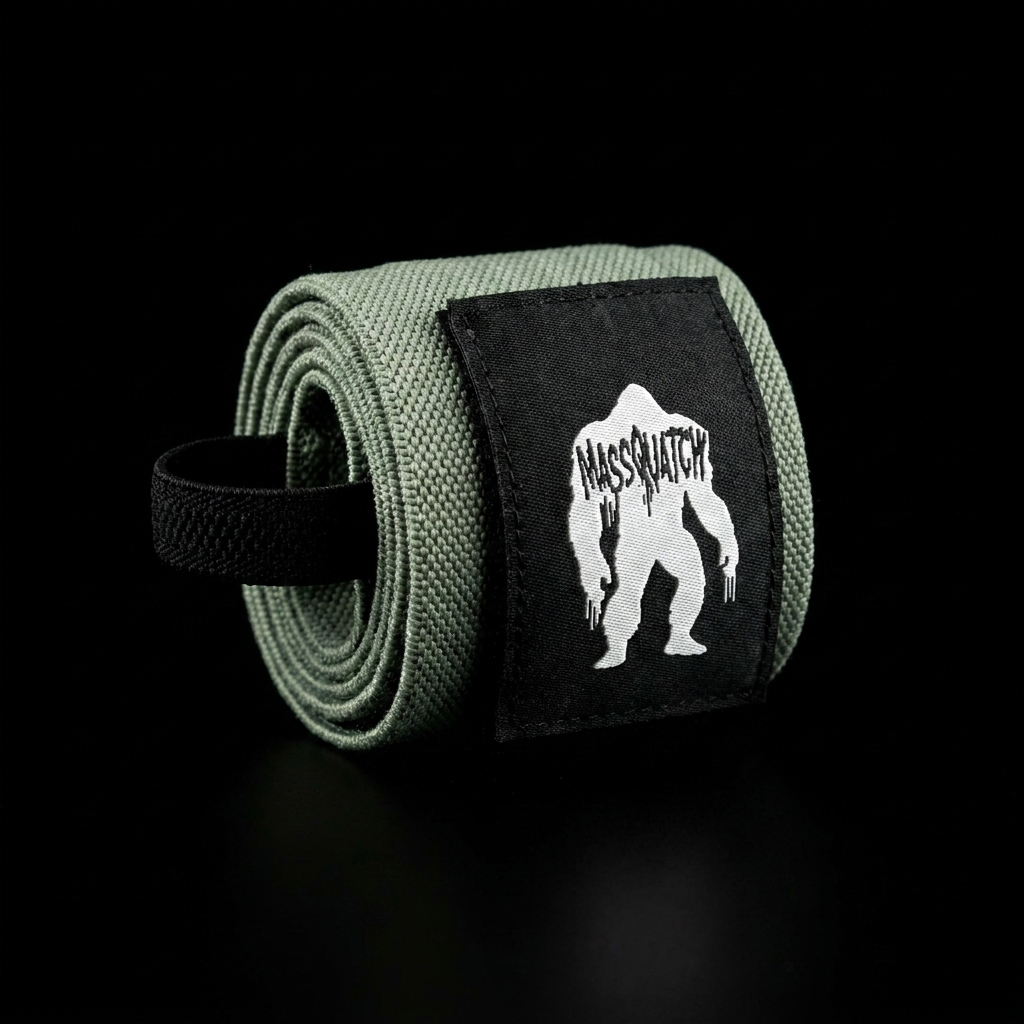 Massquatch Wrist Straps – rolled up, Bigfoot logo facing out