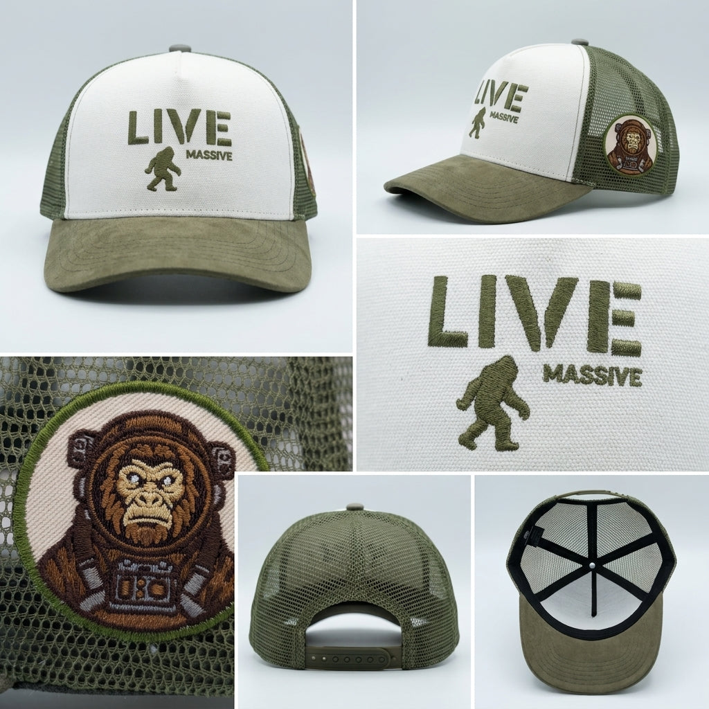 Olive A-Frame Hat detail