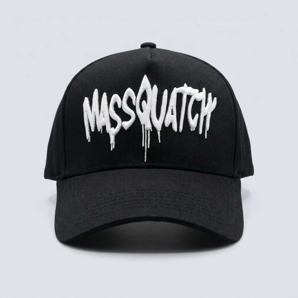 Massquatch embroidered A-frame hat - Black - front