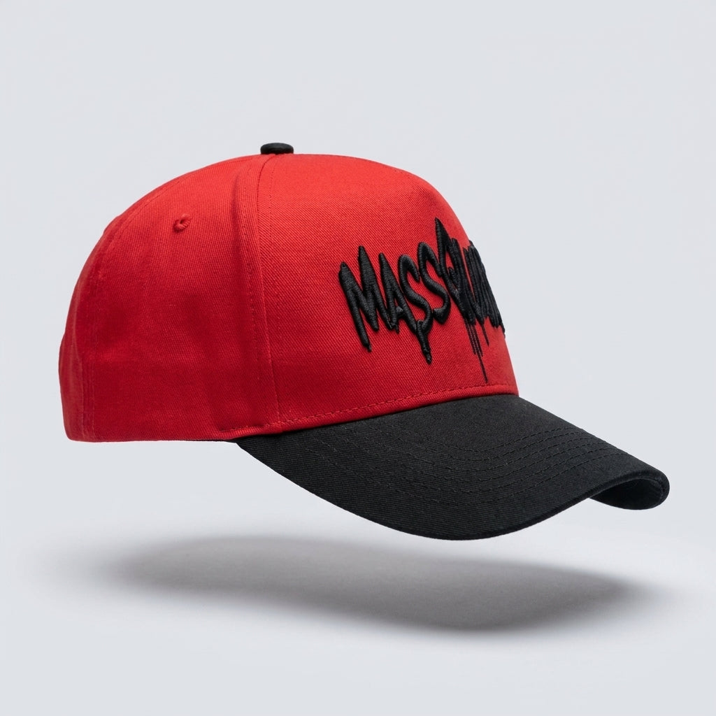 Massquatch embroidered A-frame hat - Red - side profile