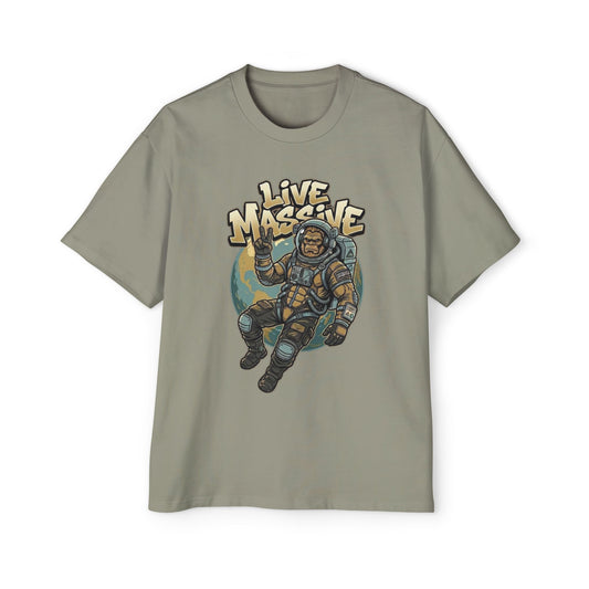 Live Massive Astronaut Graphic Tee | Oversized Streetwear T-Shirt | Vintage Space Design