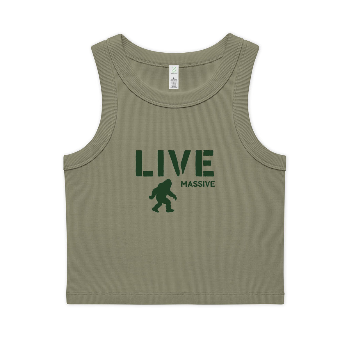 Live Massive Ribbed Crop Tank — Eucalyptus + Dark Green, photo 3