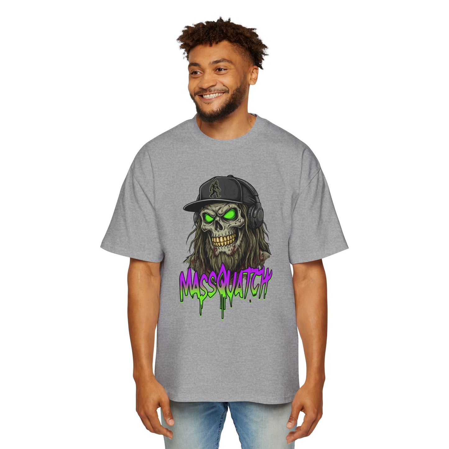 Massquatch Skull Tee — Neon Horror Graphic T-Shirt