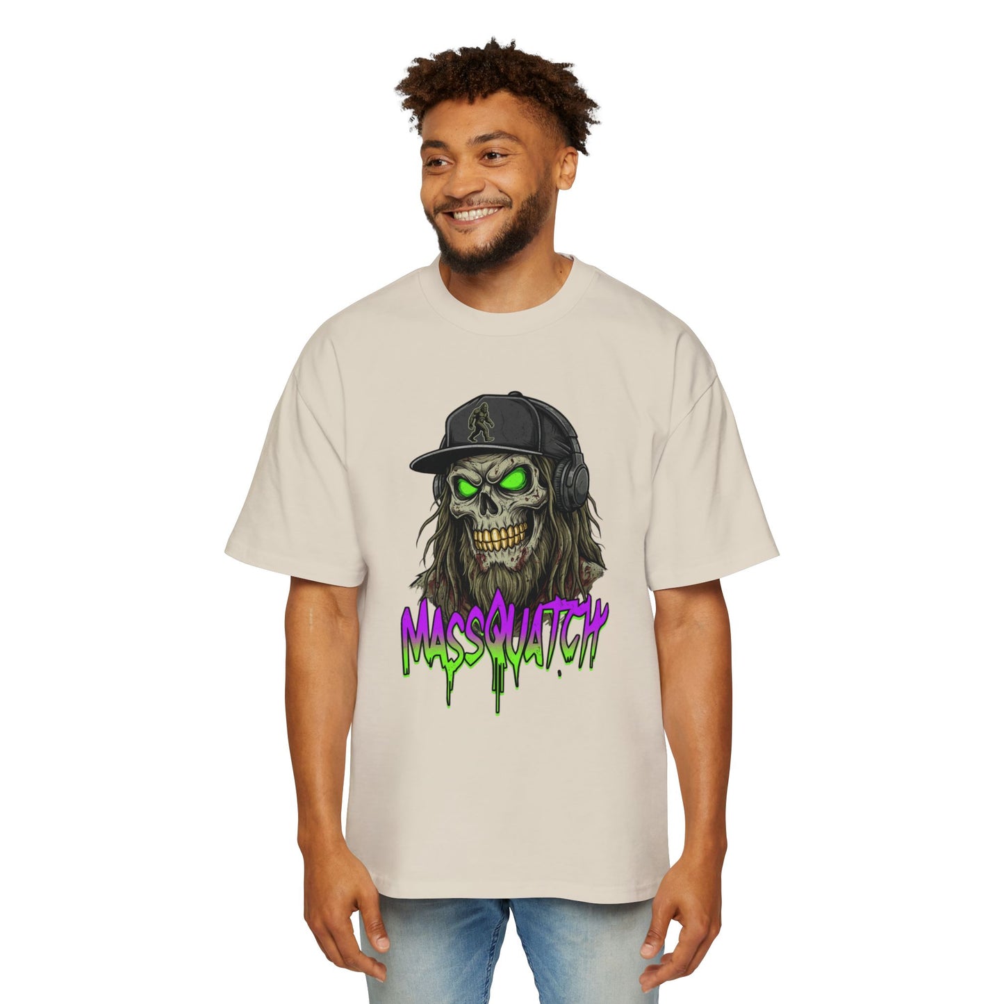 Massquatch Skull Tee — Neon Horror Graphic T-Shirt