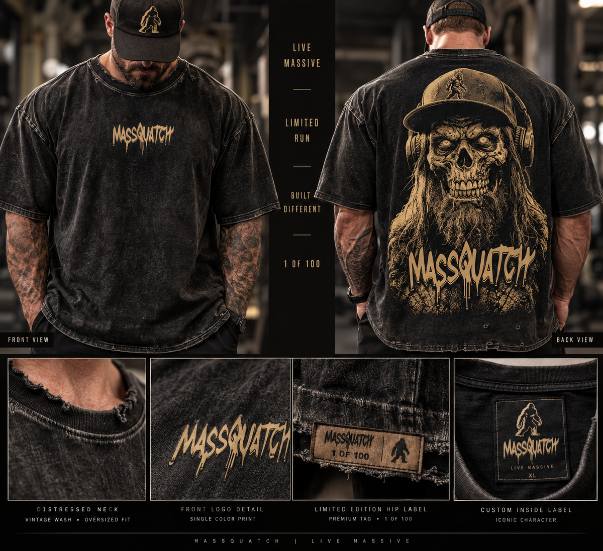 Skull Tee design mockup (illustration, not a photo)
