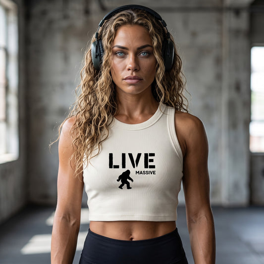 Live Massive Ribbed Crop Tank, Ecru