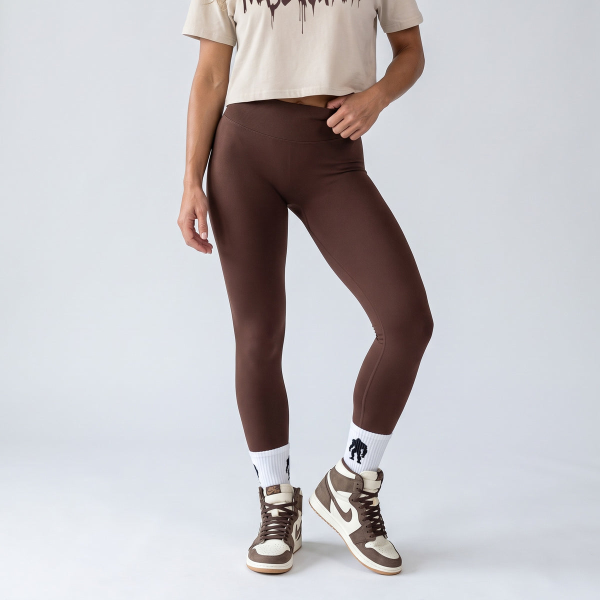 Bone baby tee with a Walnut drip logo, full outfit