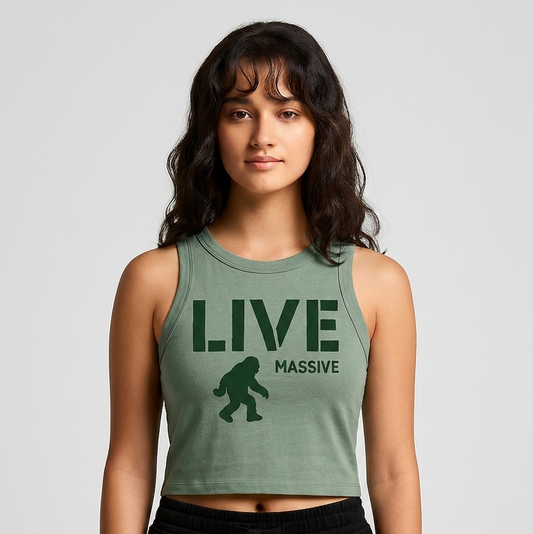 Ribbed Crop Tank - Live Massive | Eucalyptus + Dark Green